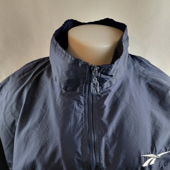 Reebok Jacket Mens XL Blue Windbreaker Pocket Athletic Sporty Lightweight y2k - Picture 2 of 11